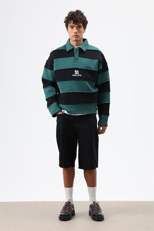 Oversized Striped Printed Sweatshirt