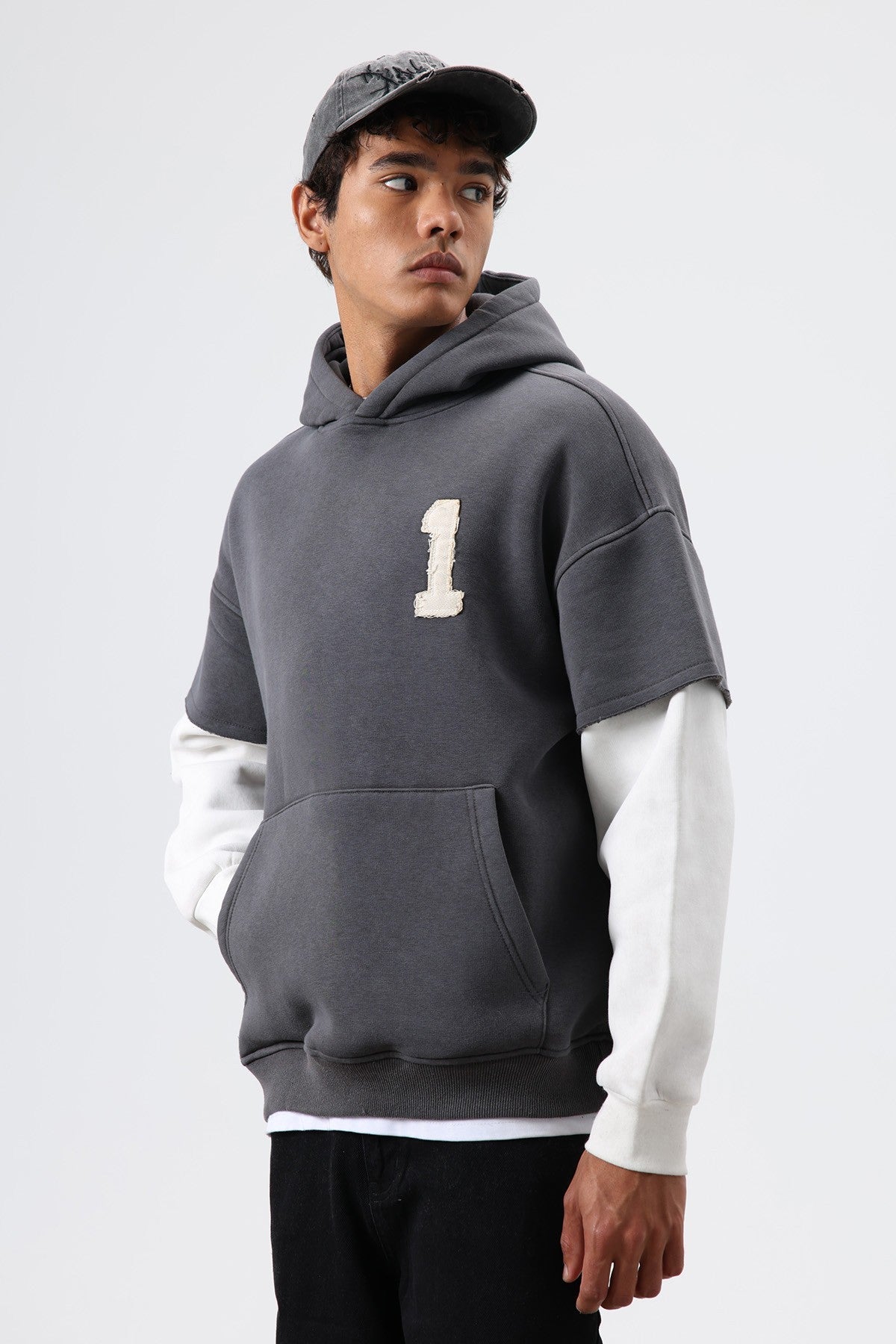 Oversized Hooded Sweatshirt with Sleeves