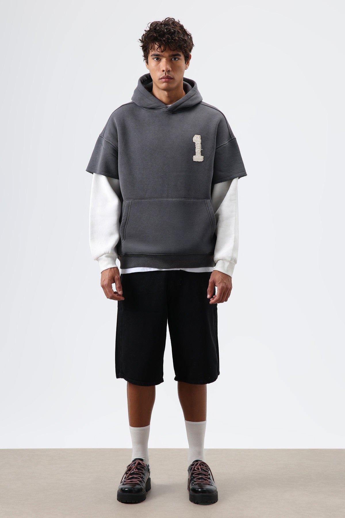 Oversized Hooded Sweatshirt with Sleeves
