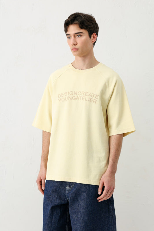 Oversized Raglan-Sleeve T-Shirt with Printed Text