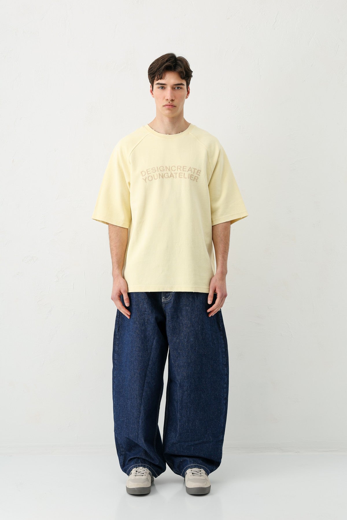 Oversized Raglan-Sleeve T-Shirt with Printed Text