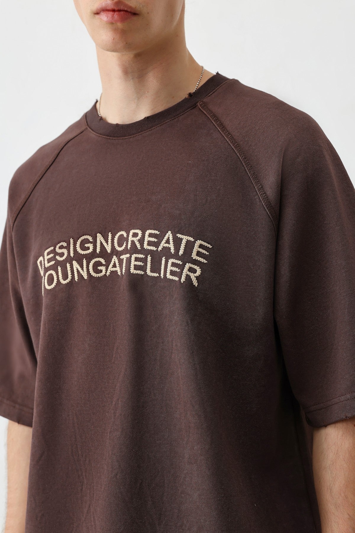 Oversized Raglan-Sleeve T-Shirt with Printed Text
