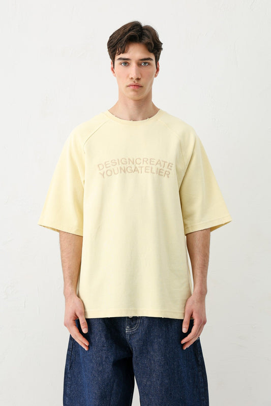 Oversized Raglan-Sleeve T-Shirt with Printed Text
