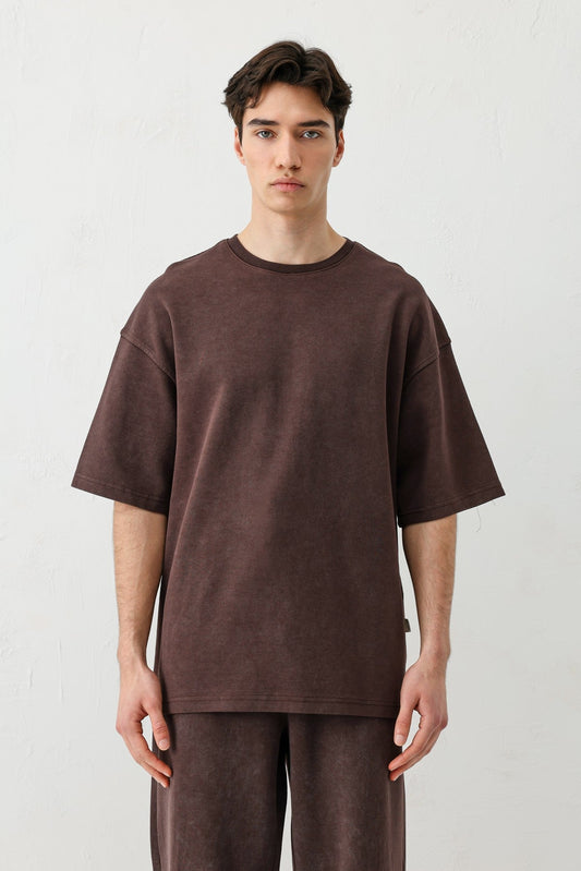 Short-Sleeved, Washed Oversized T-Shirt