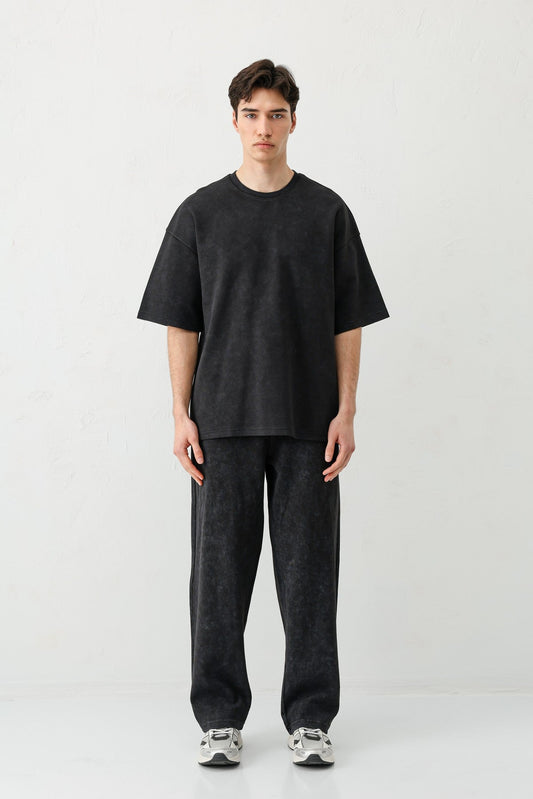 Short-Sleeved, Washed Oversized T-Shirt