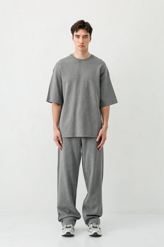 Short-Sleeved, Washed Oversized T-Shirt