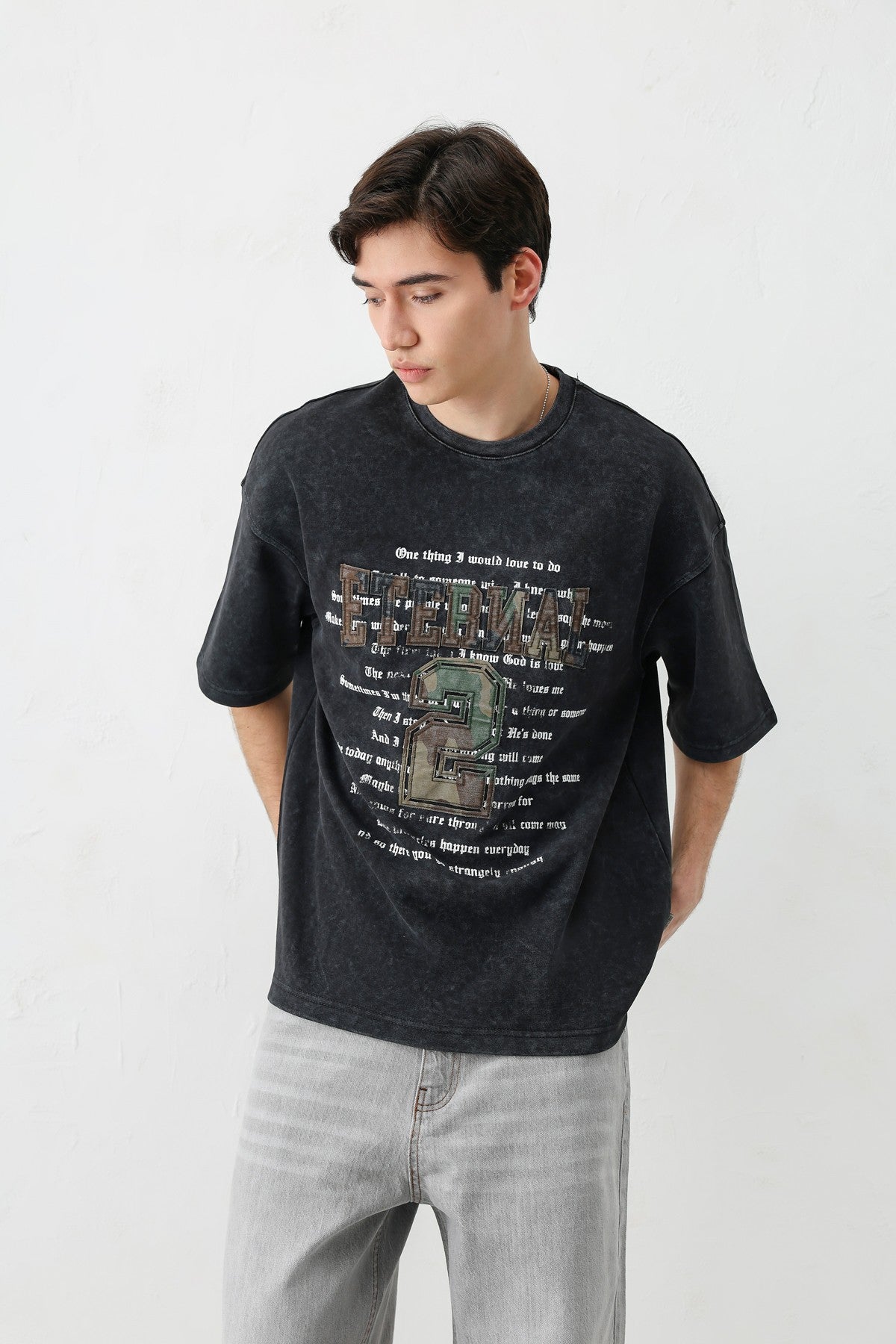 Oversized Print and Double-Printed T-Shirt