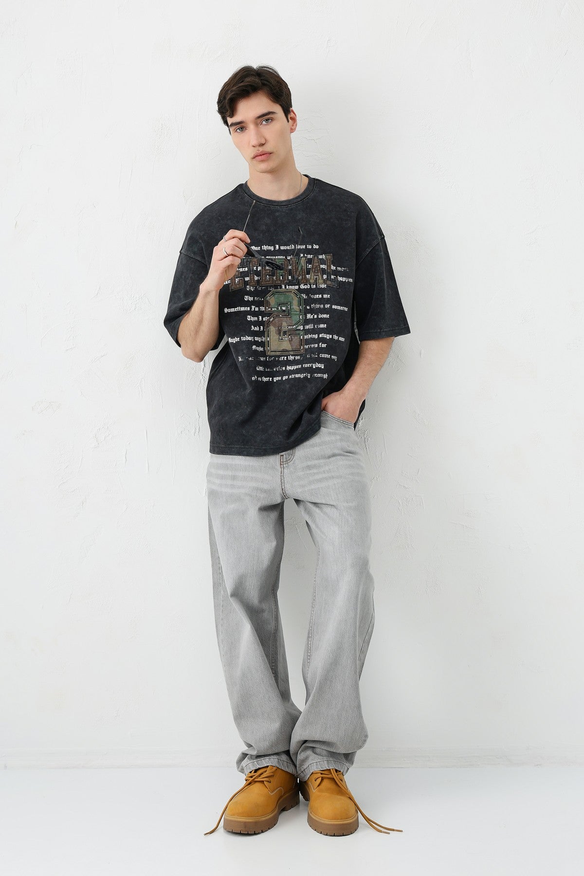 Oversized Print and Double-Printed T-Shirt