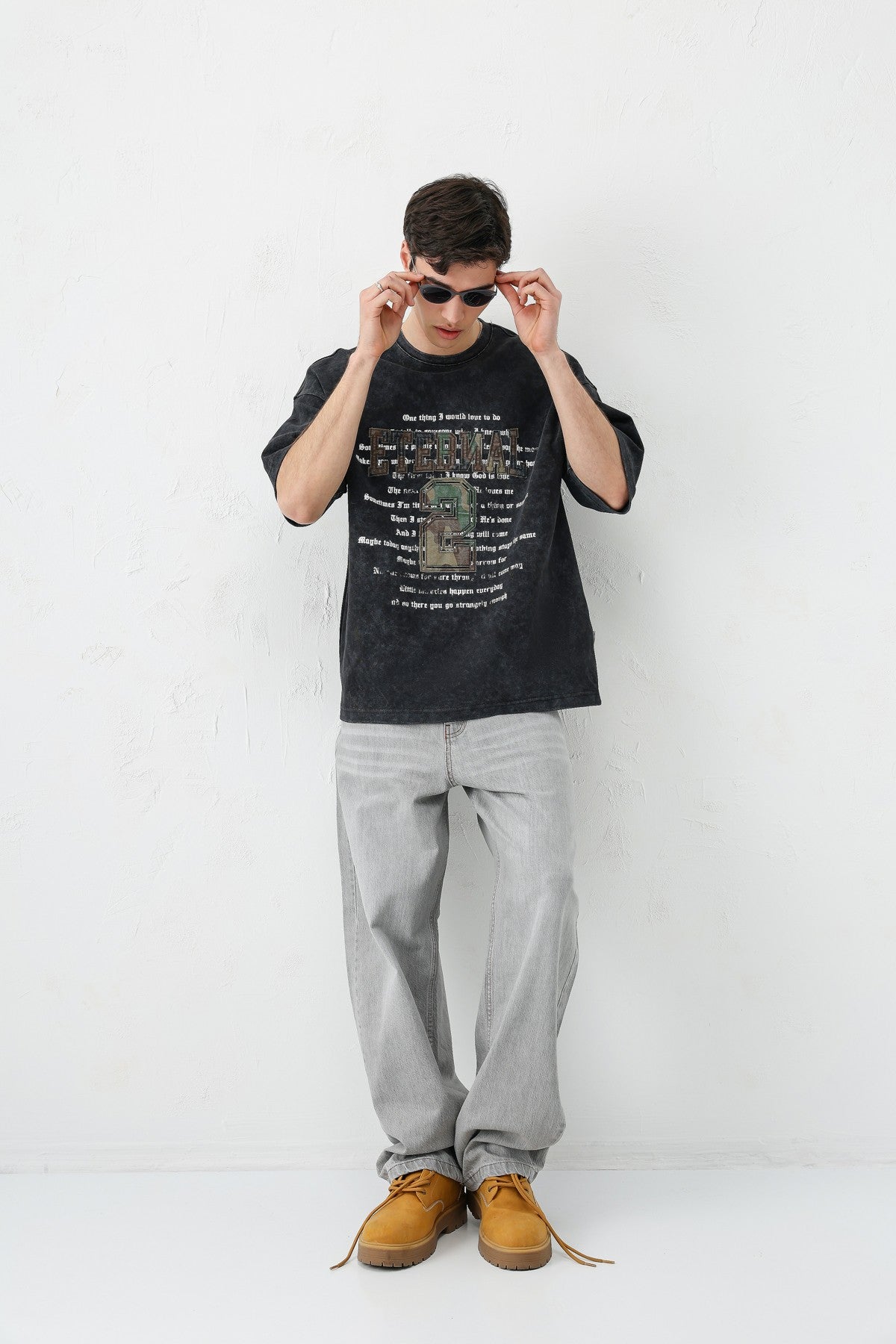 Oversized Print and Double-Printed T-Shirt