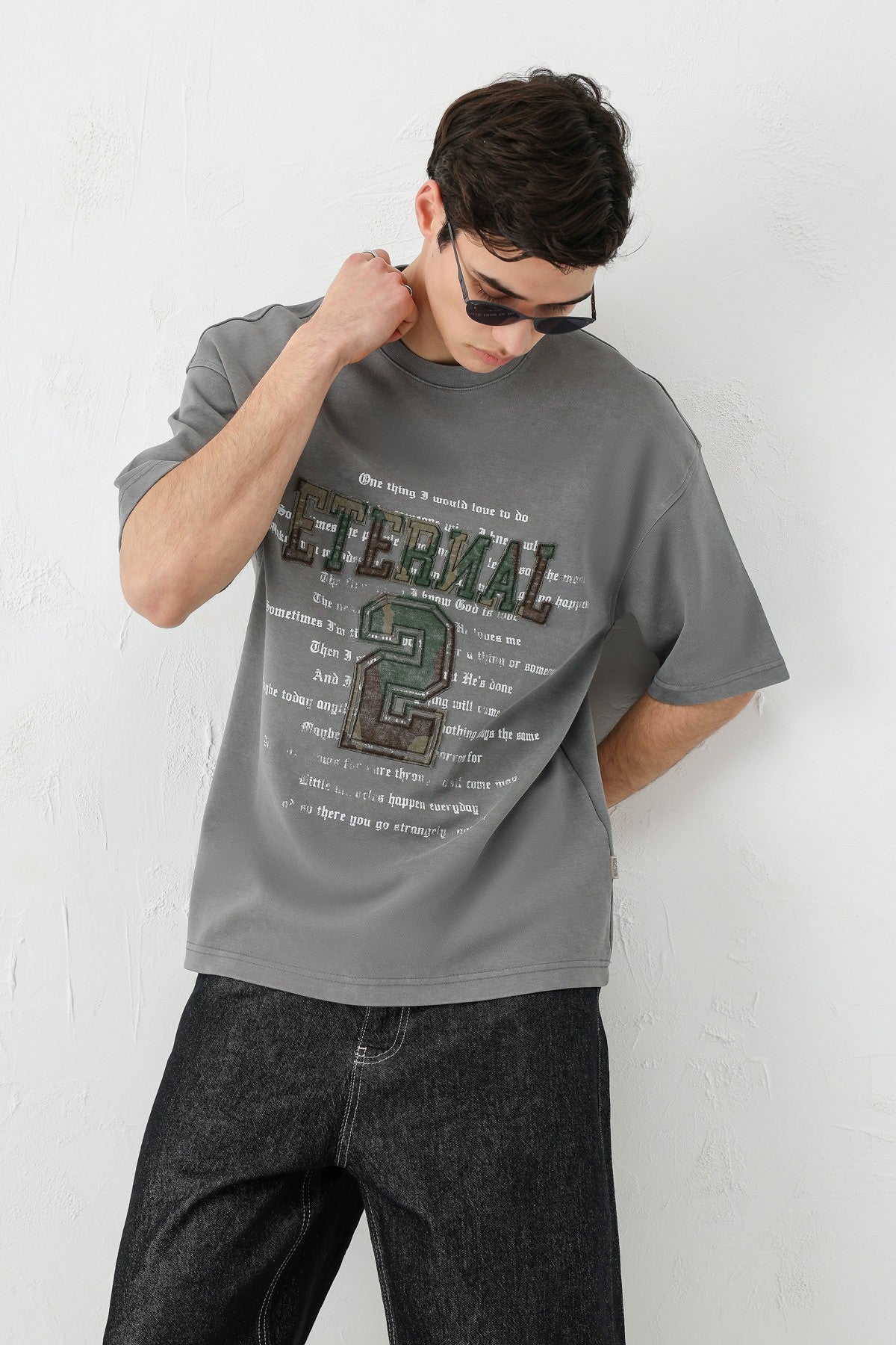 Oversized Print and Double-Printed T-Shirt