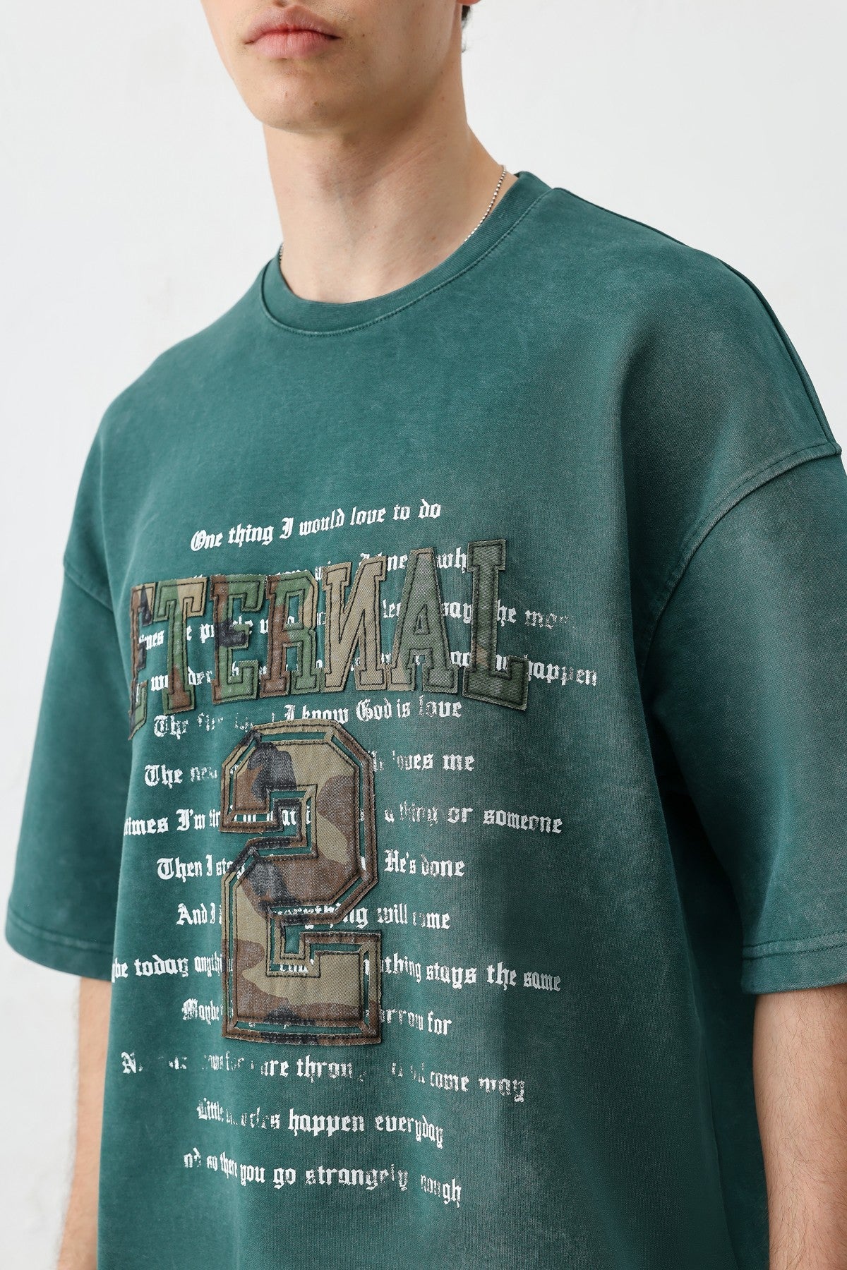Oversized Print and Double-Printed T-Shirt
