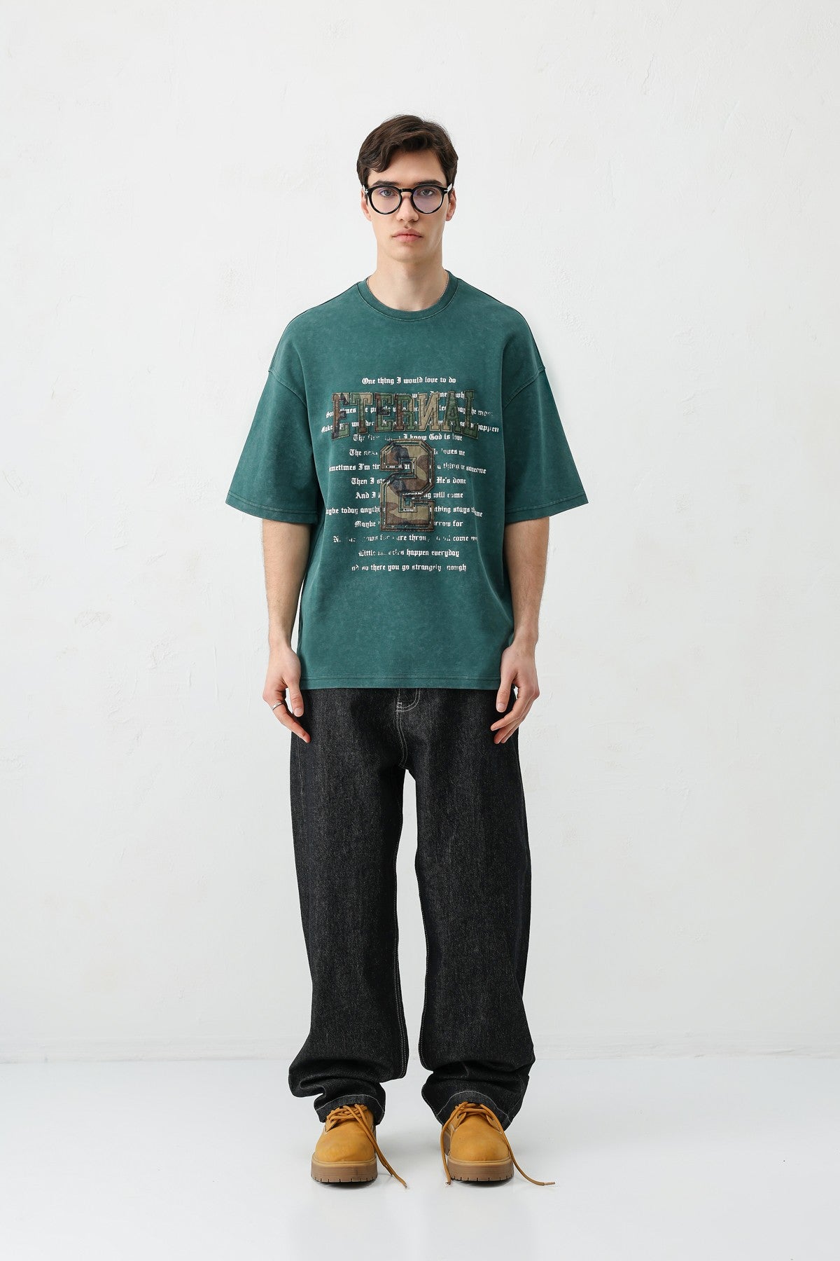 Oversized Print and Double-Printed T-Shirt