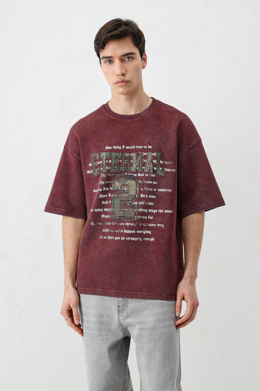 Oversized Print and Double-Printed T-Shirt