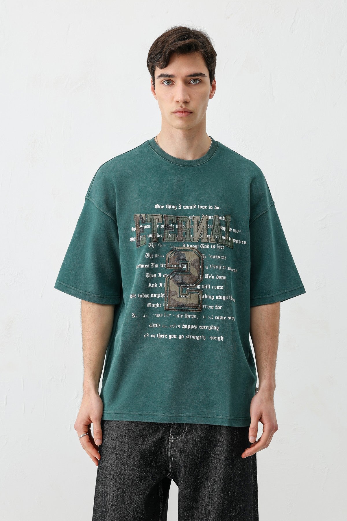 Oversized Print and Double-Printed T-Shirt