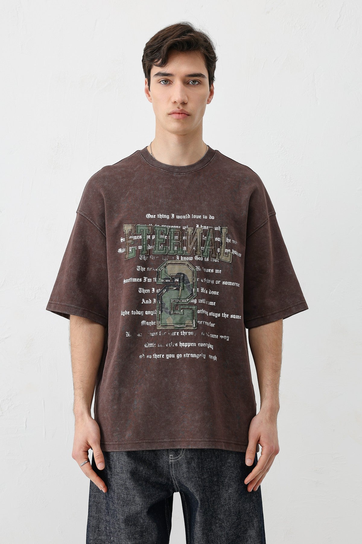 Oversized Print and Double-Printed T-Shirt