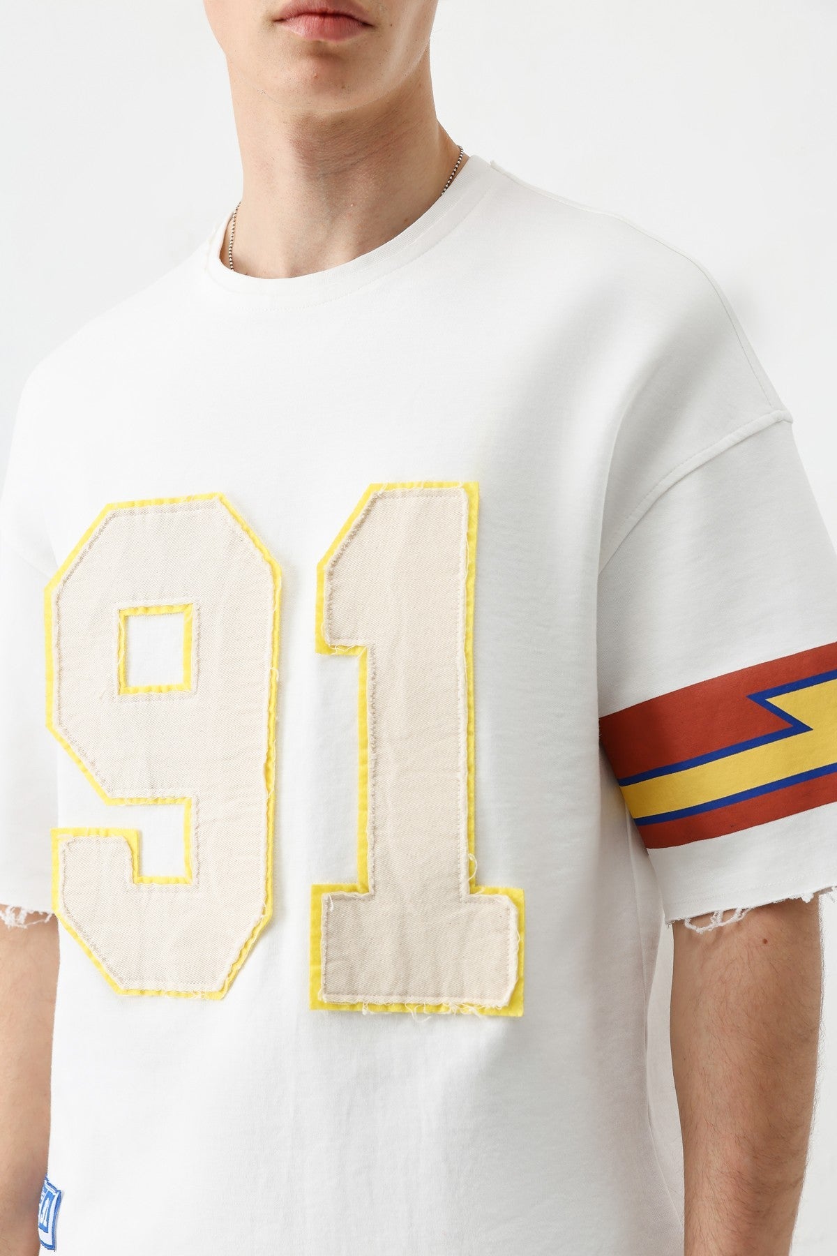 Oversized 91 Printed T-Shirt with Sleeve Details