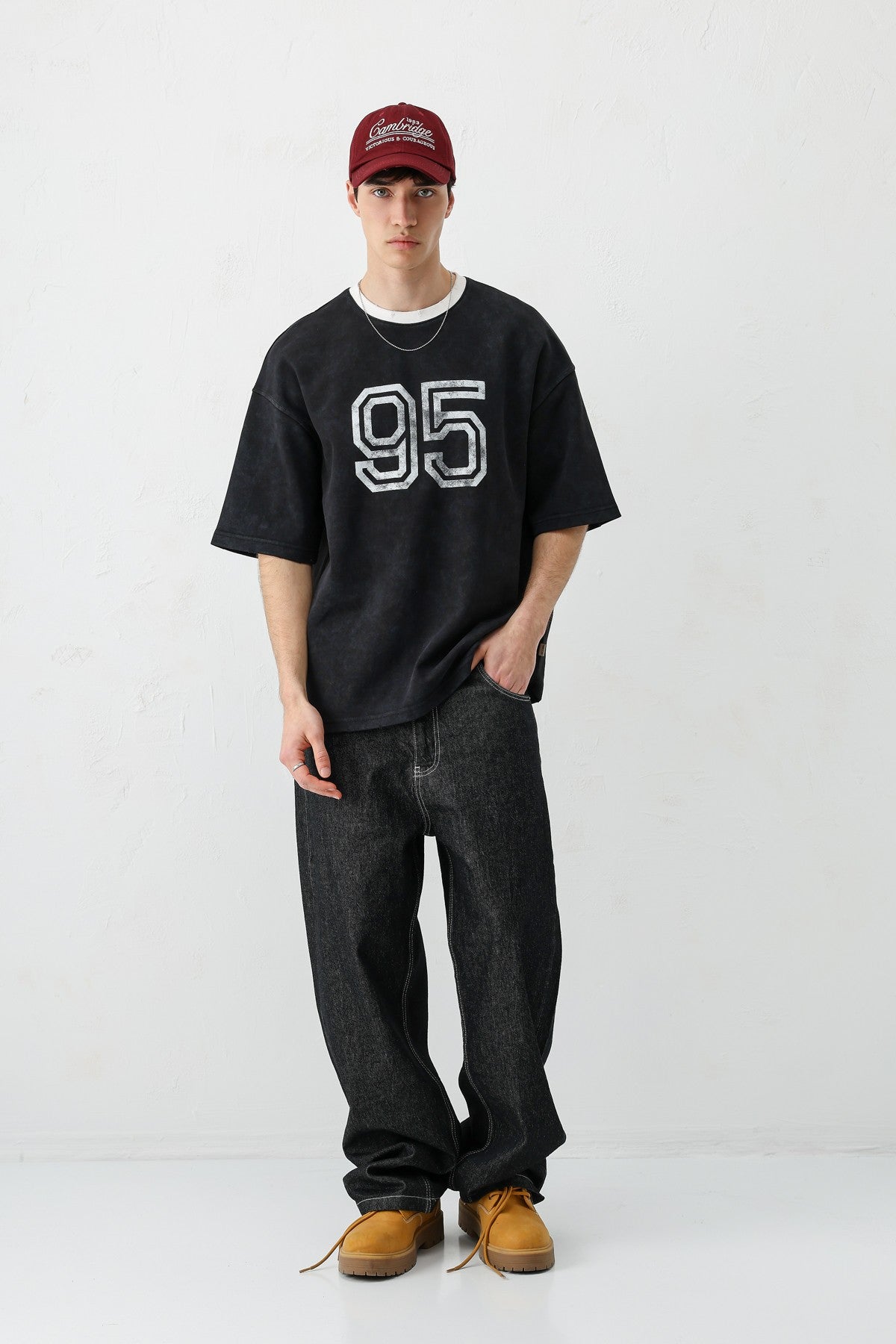 Oversized Polo Neck 91 Printed T-Shirt