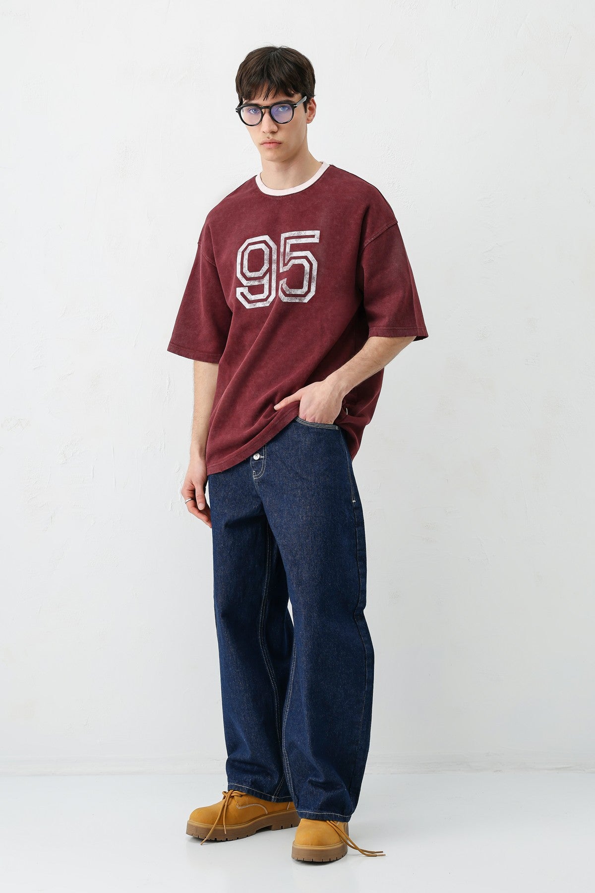 Oversized Polo Neck 91 Printed T-Shirt