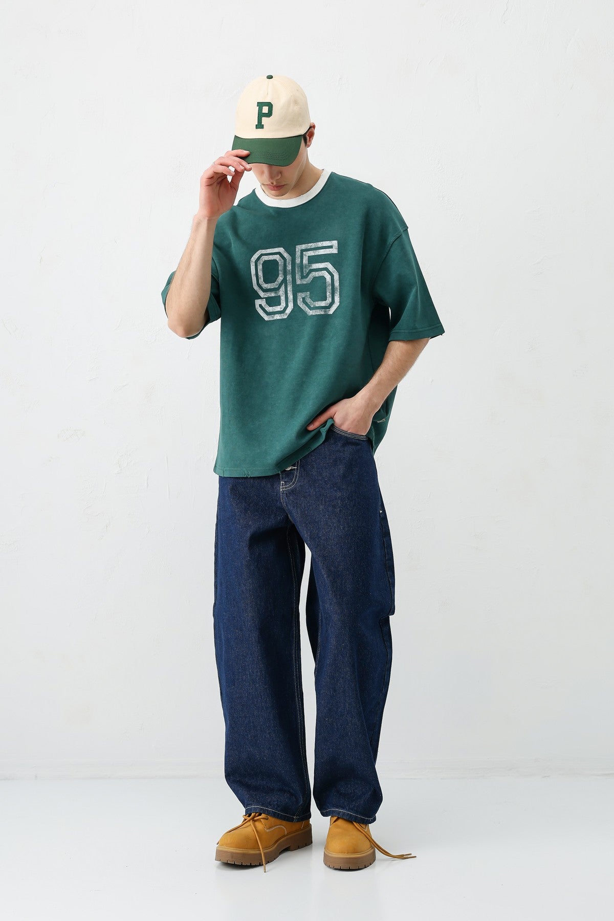 Oversized Polo Neck 91 Printed T-Shirt