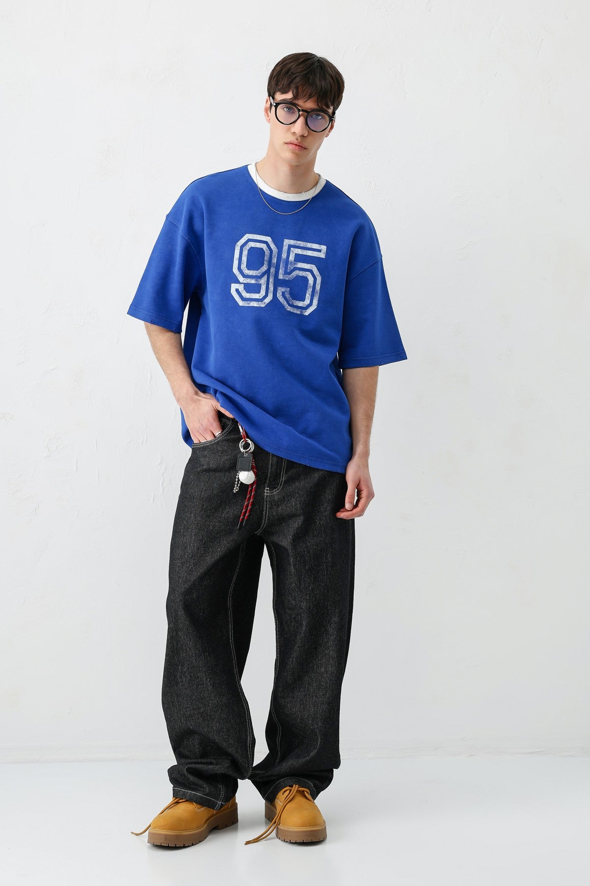 Oversized Polo Neck 91 Printed T-Shirt
