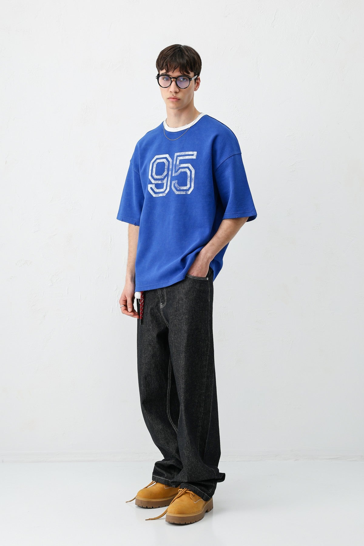 Oversized Polo Neck 91 Printed T-Shirt