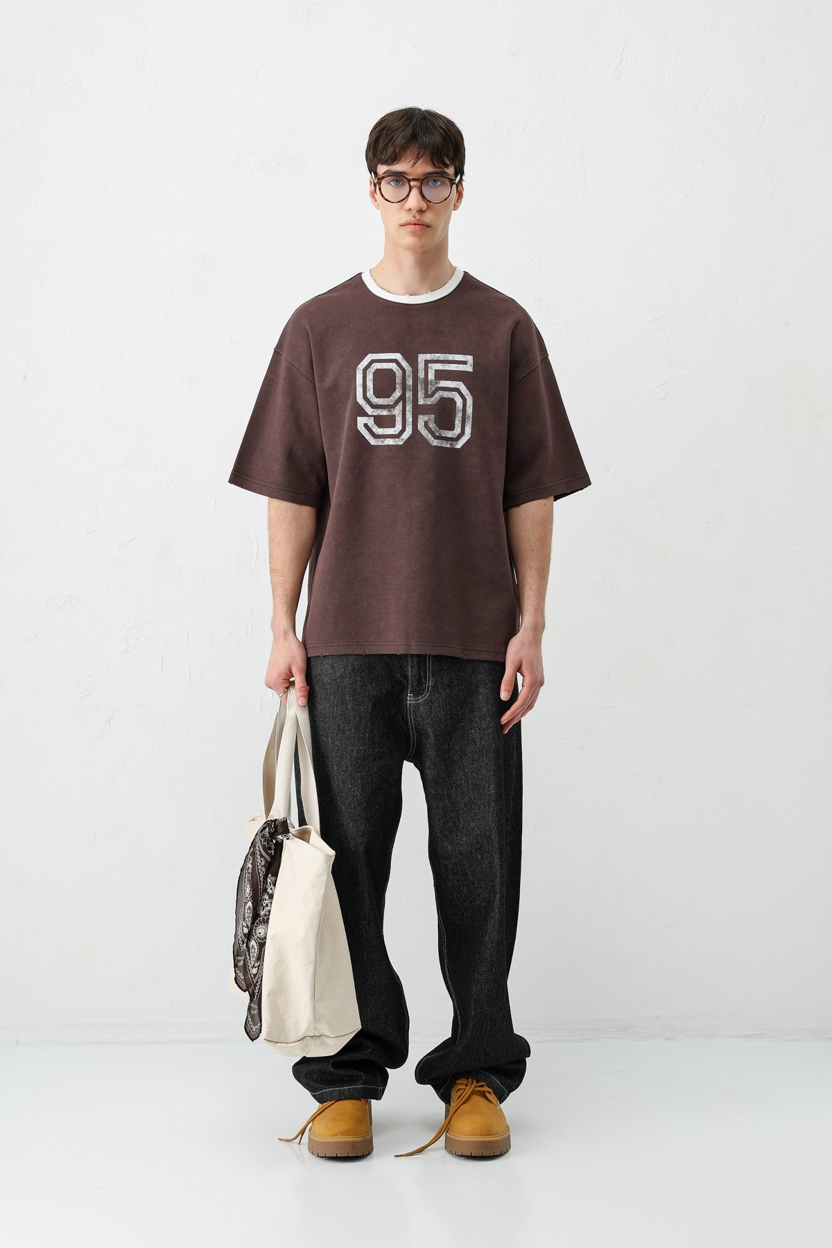 Oversized Polo Neck 91 Printed T-Shirt