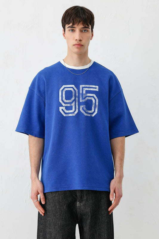 Oversized Polo Neck 91 Printed T-Shirt