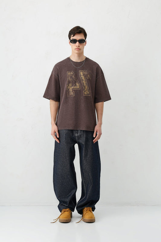 Oversized T-Shirt with Print, Pre-Washed V70-142