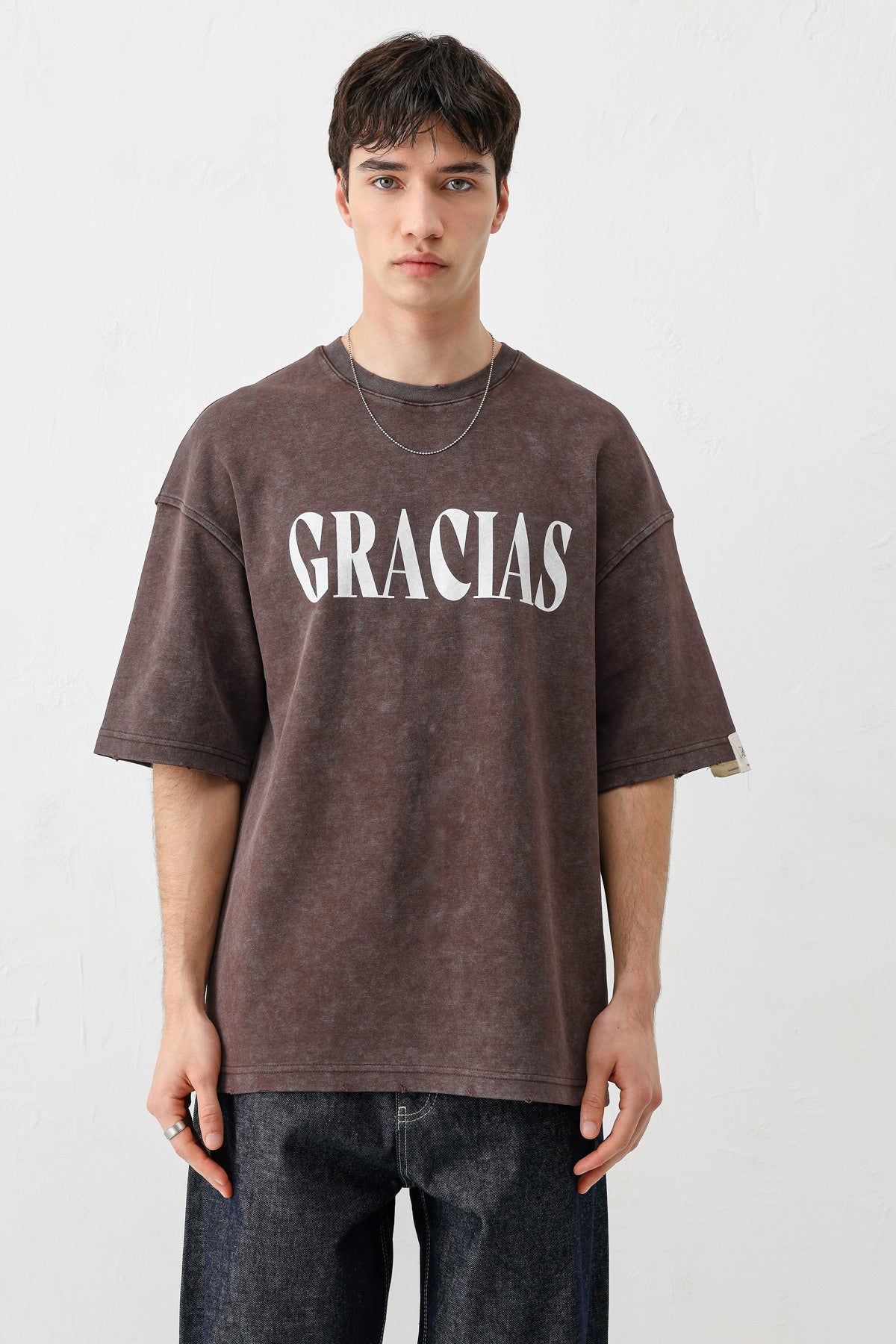 Oversized "Gracias" Printed T-Shirt