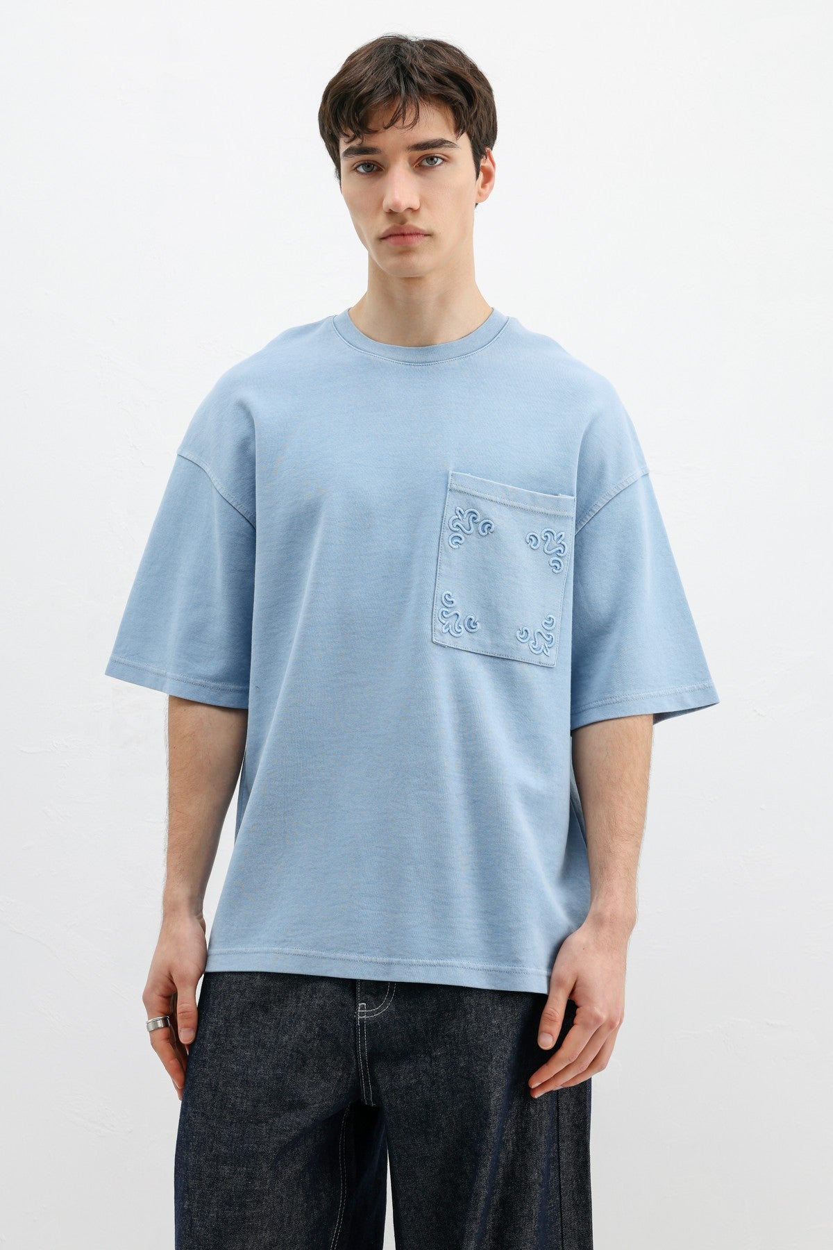 Oversized Printed T-Shirt, Baby Blue
