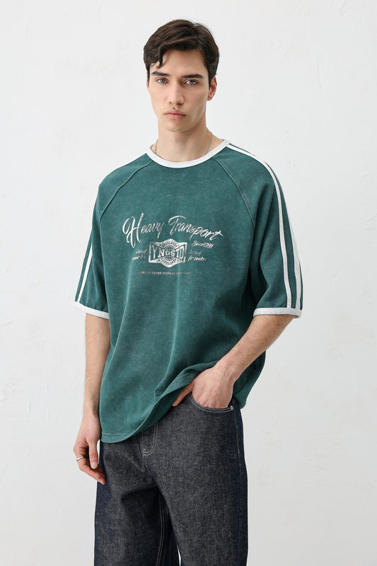 WASHED RAGLAN-SLEEVE T-SHIRT