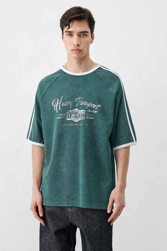WASHED RAGLAN-SLEEVE T-SHIRT