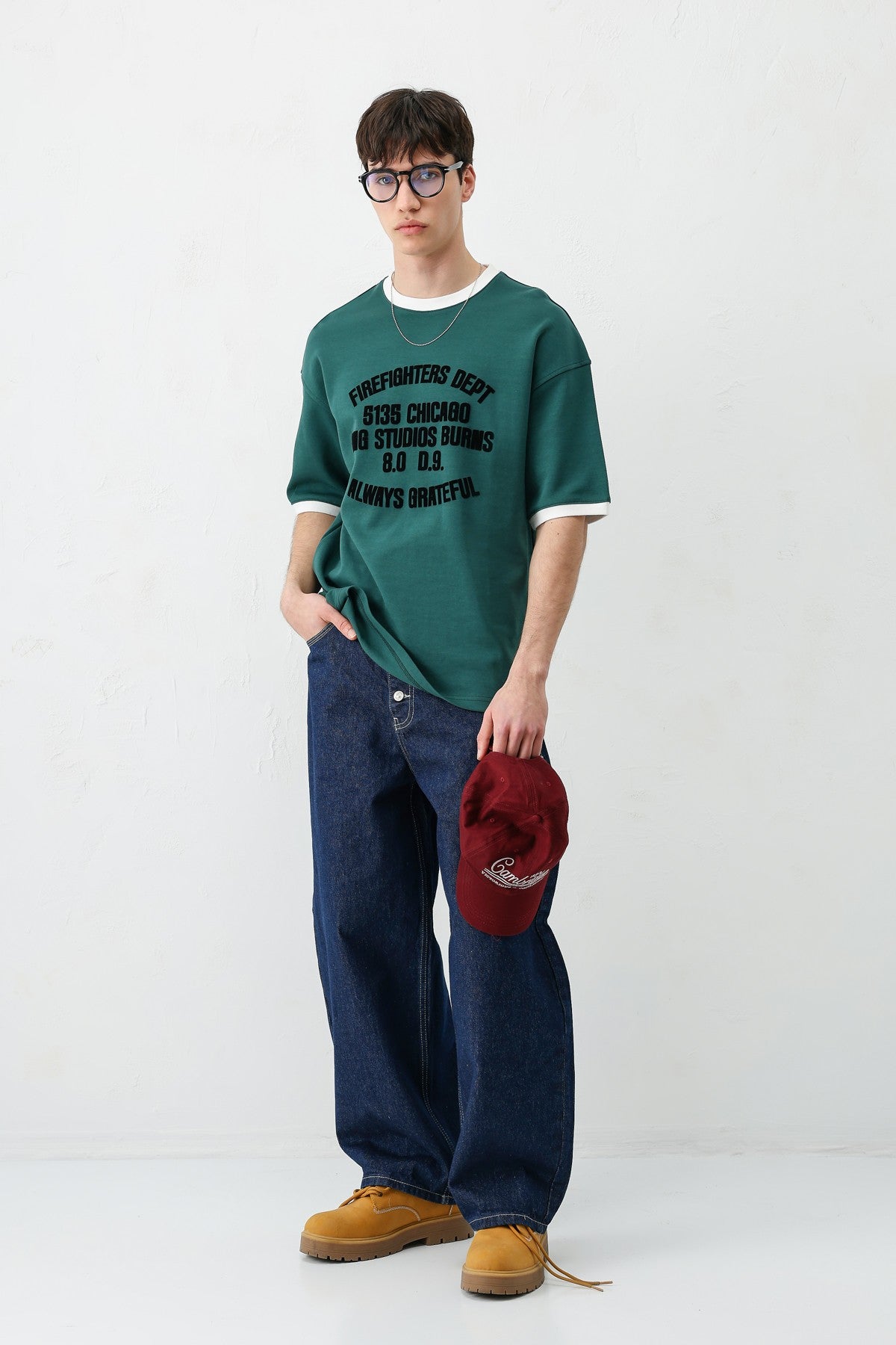 Oversized T-Shirt with a Bike Neckline and Print