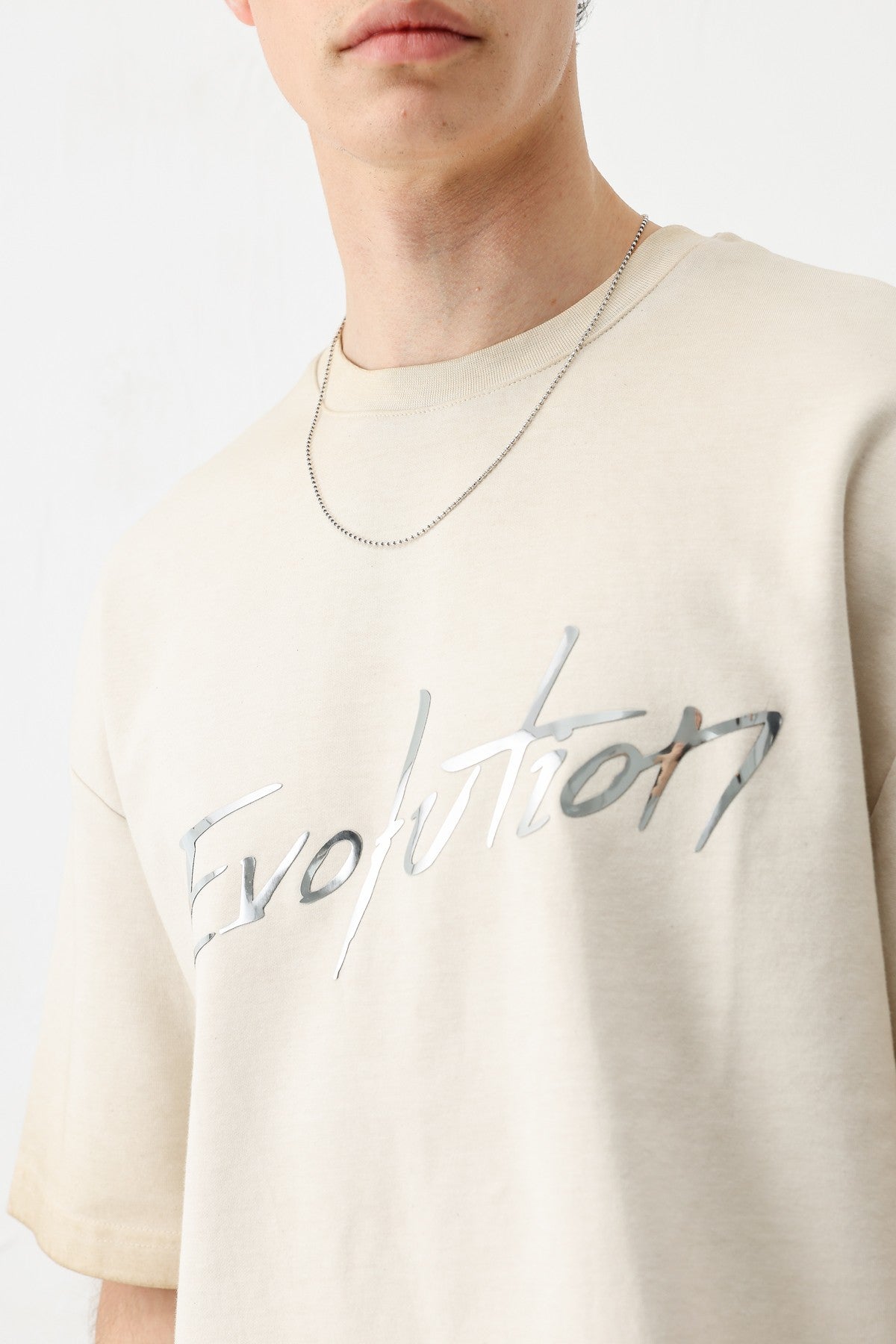 Oversized Bike Neck Print Heavyweight T-Shirt