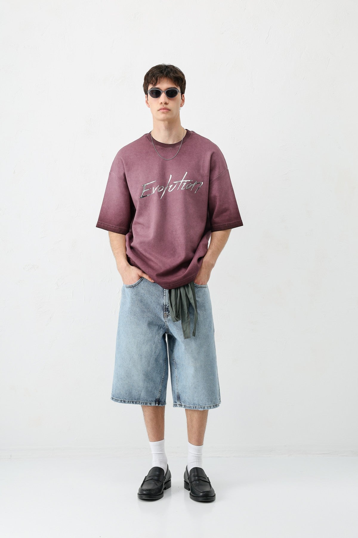 Oversized Bike Neck Print Heavyweight T-Shirt