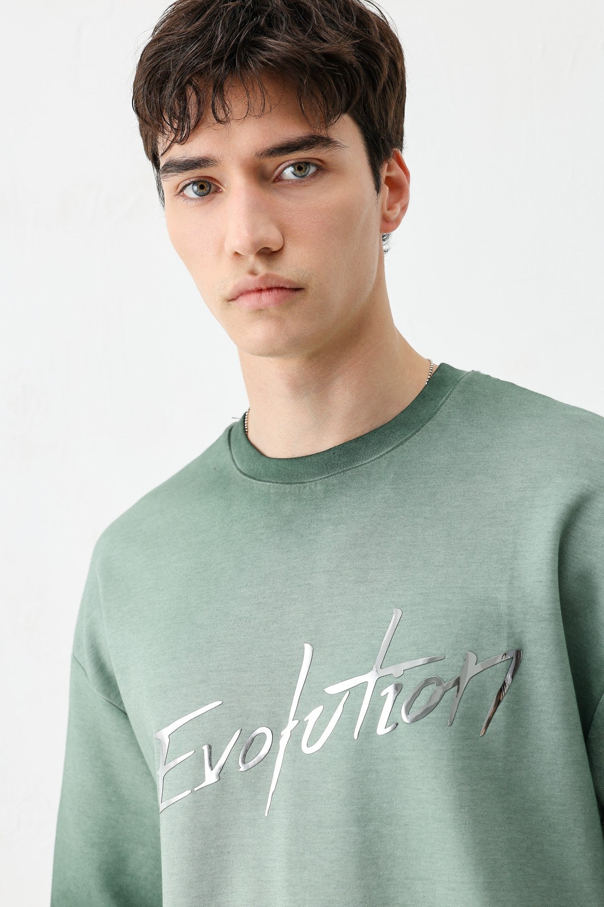 Oversized Bike Neck Print Heavyweight T-Shirt