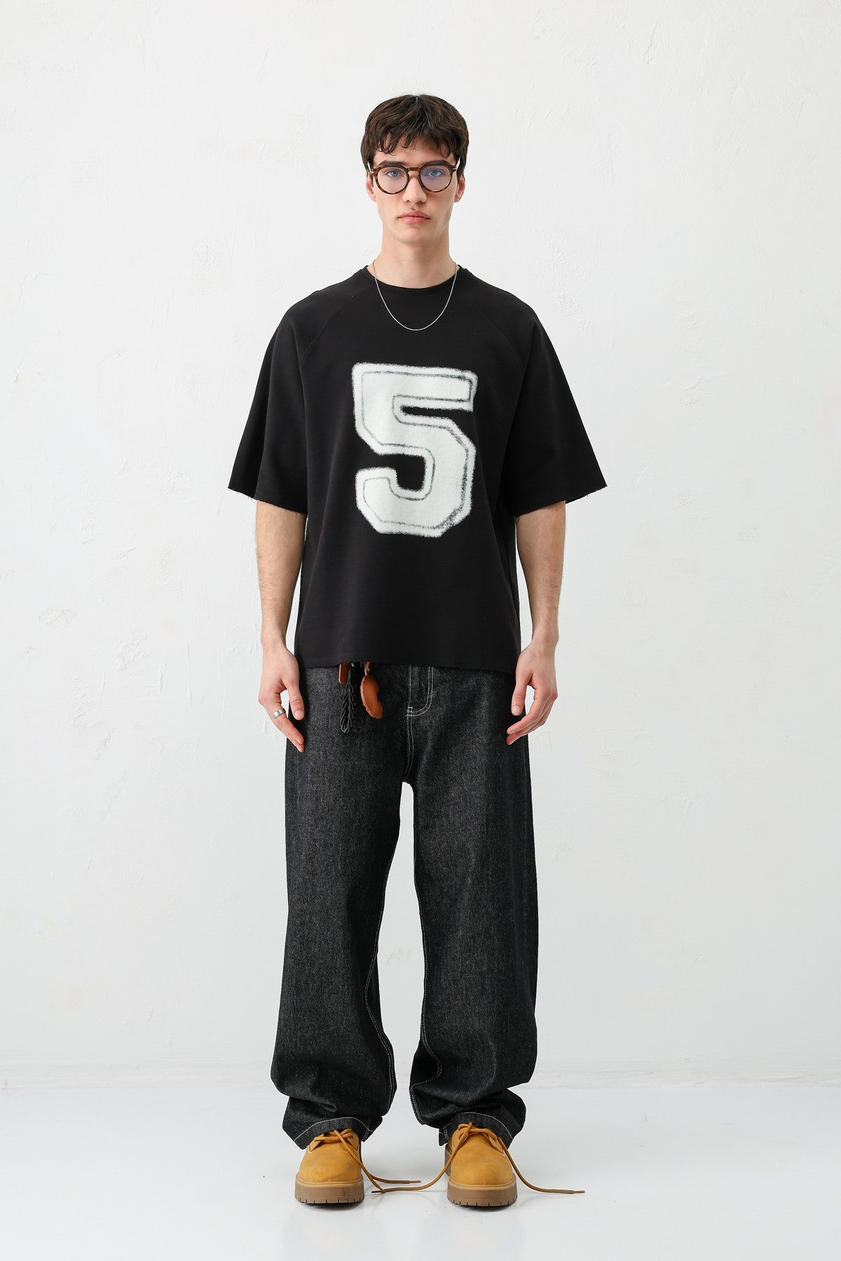 Oversized Crew Neck T-Shirt with 5 Prints