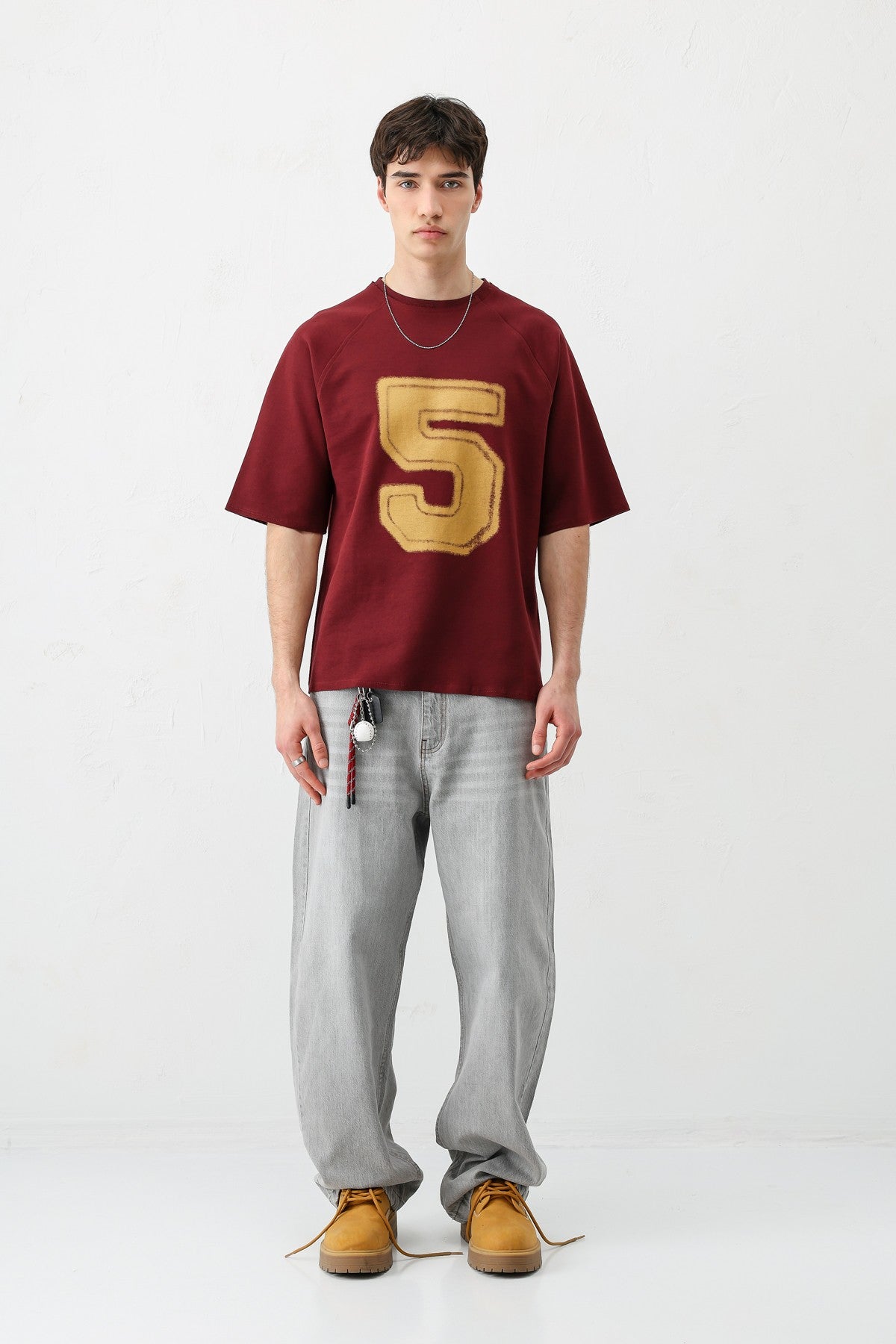 Oversized Crew Neck T-Shirt with 5 Prints