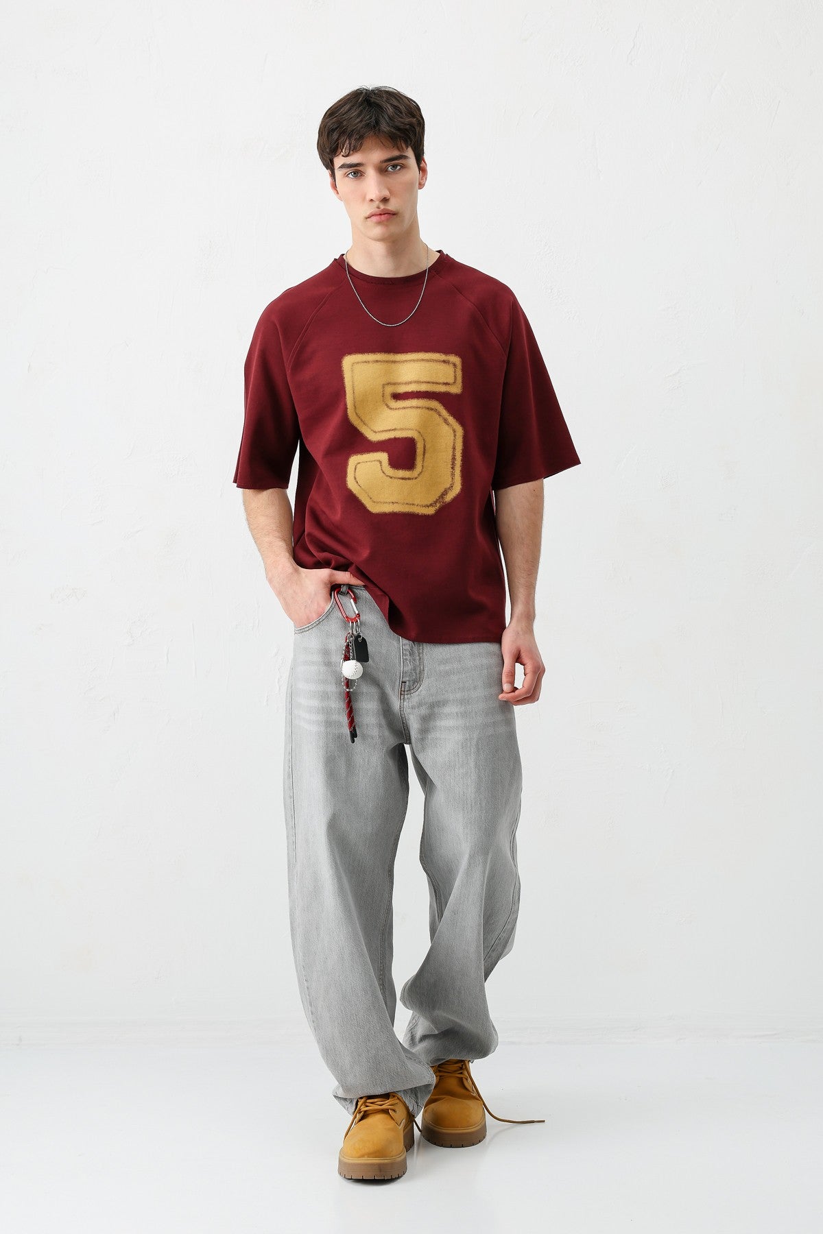 Oversized Crew Neck T-Shirt with 5 Prints