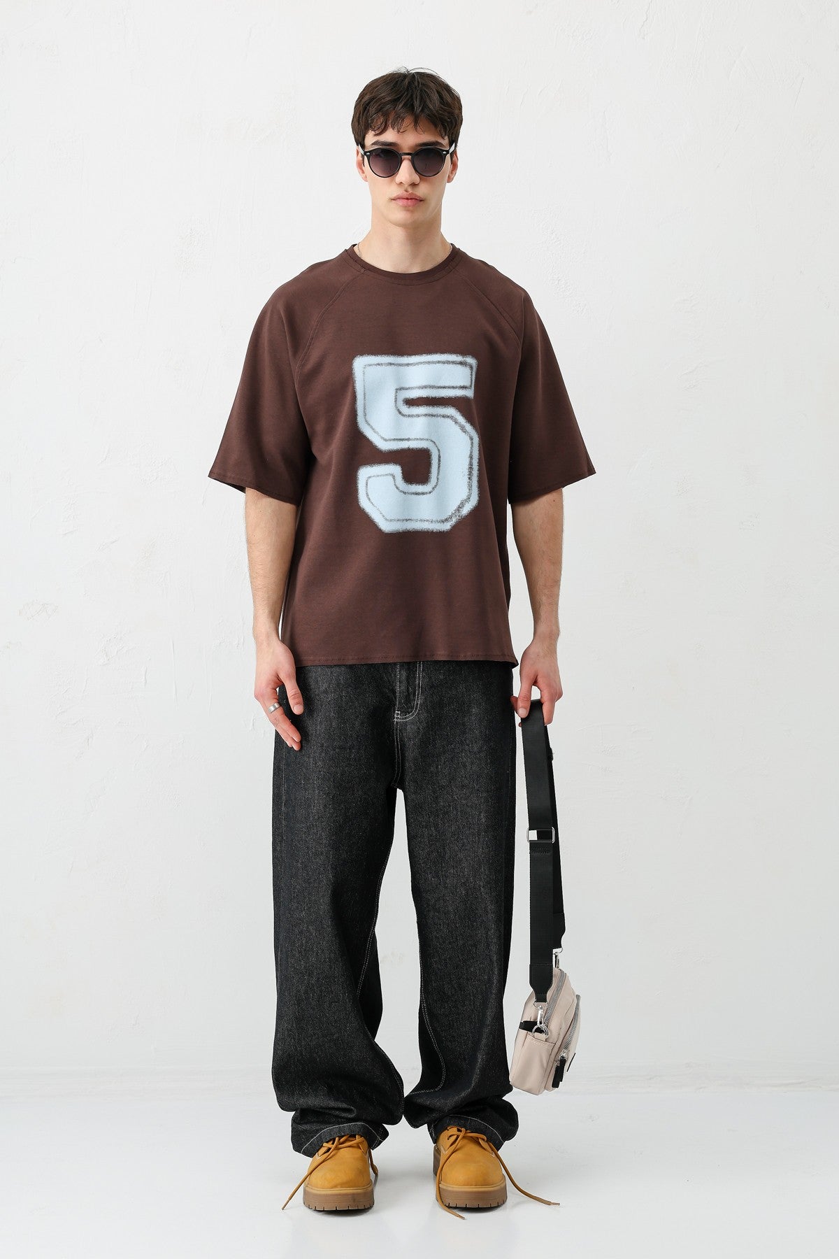Oversized Crew Neck T-Shirt with 5 Prints