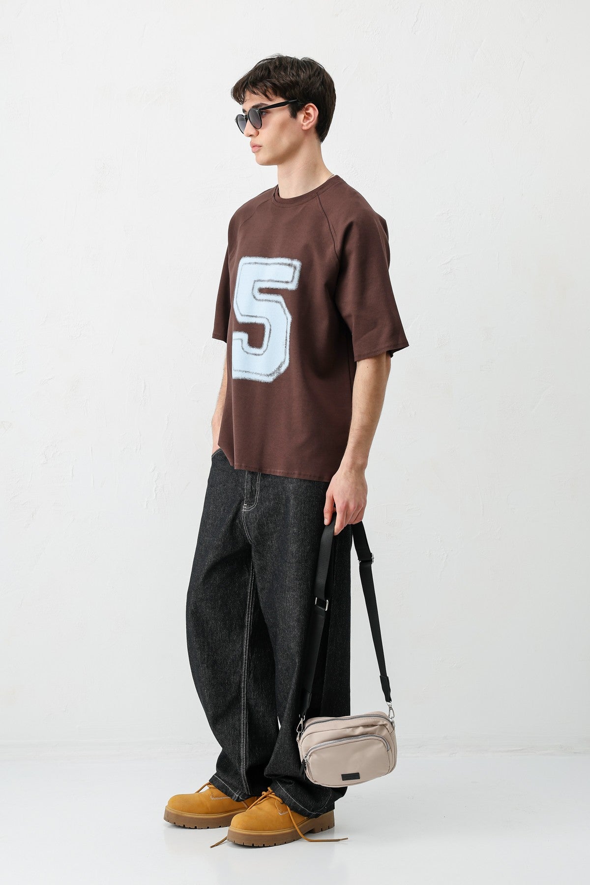Oversized Crew Neck T-Shirt with 5 Prints