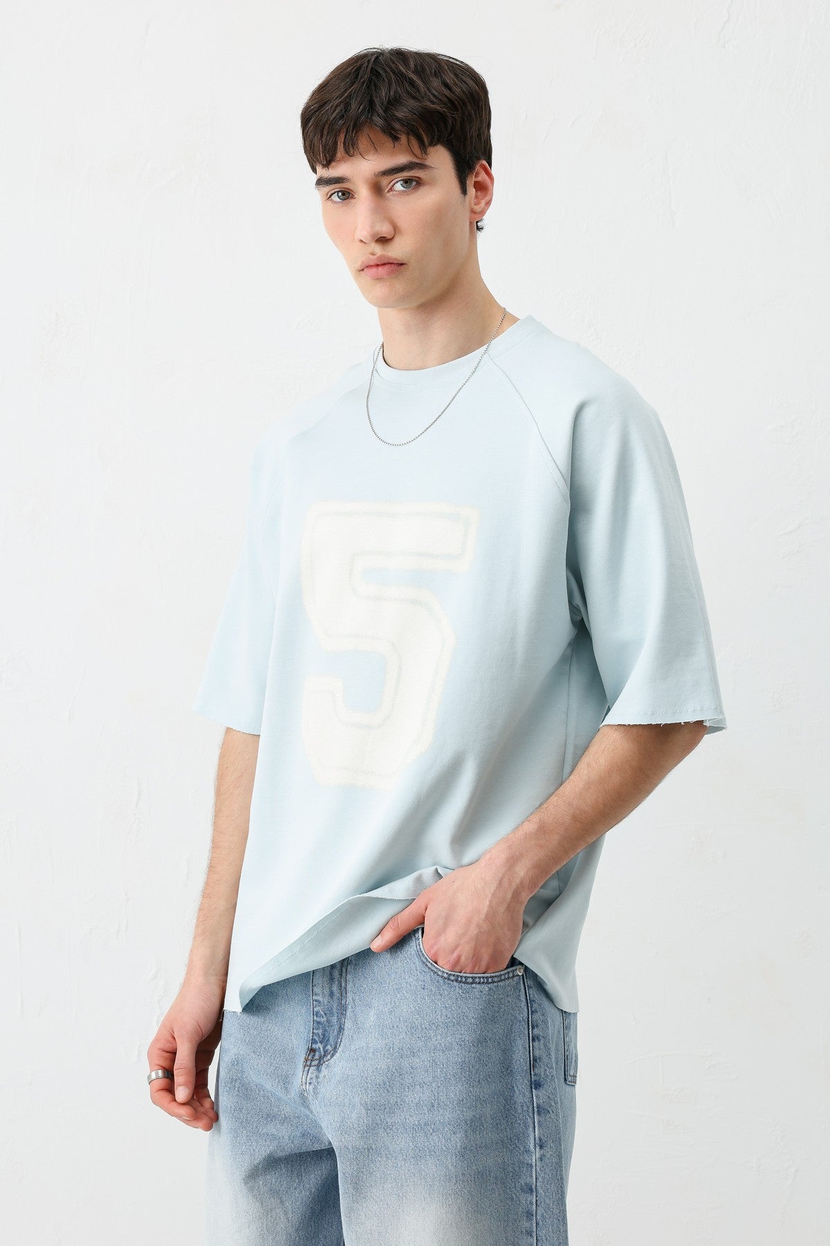 Oversized Crew Neck T-Shirt with 5 Prints