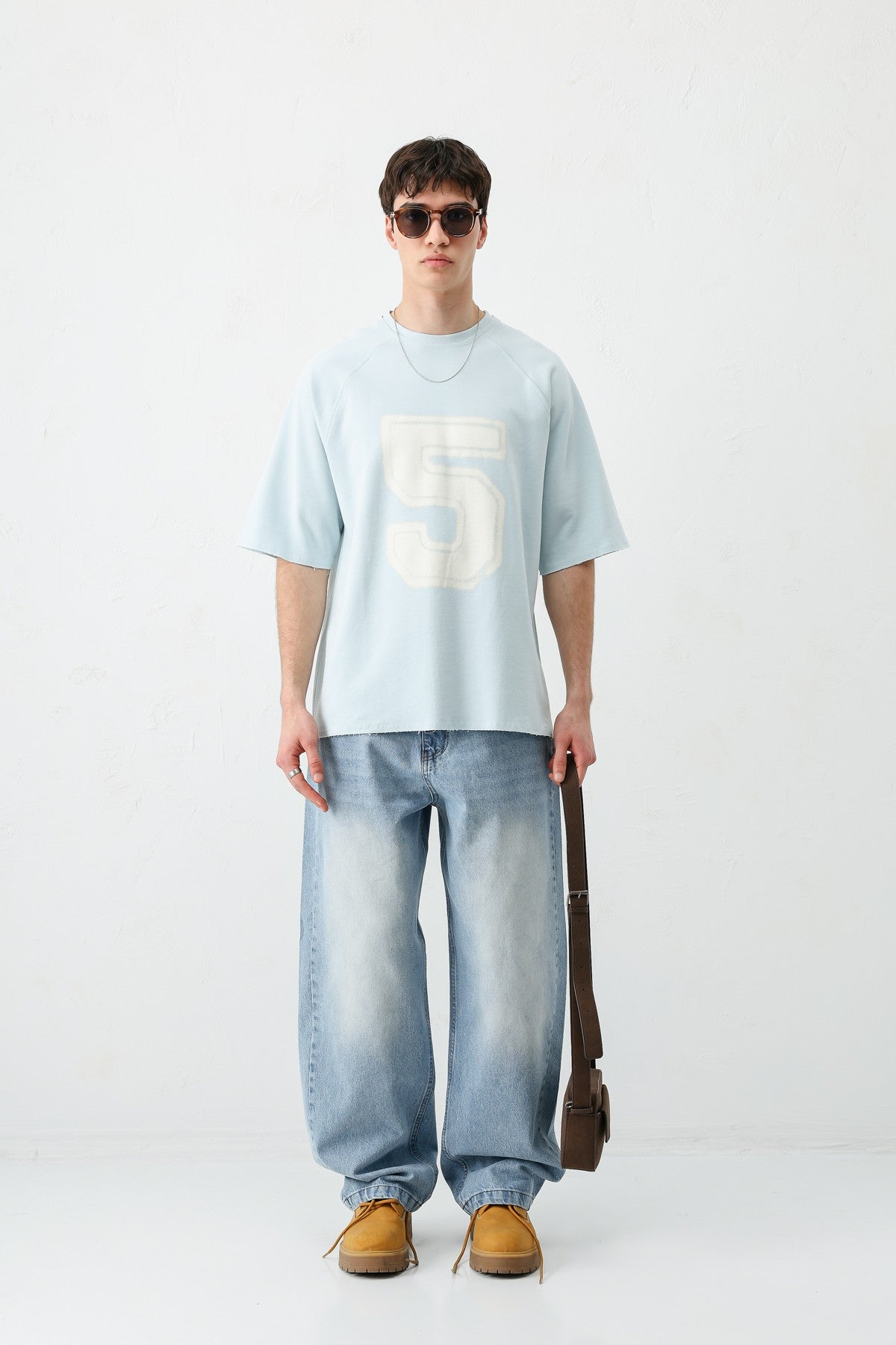 Oversized Crew Neck T-Shirt with 5 Prints