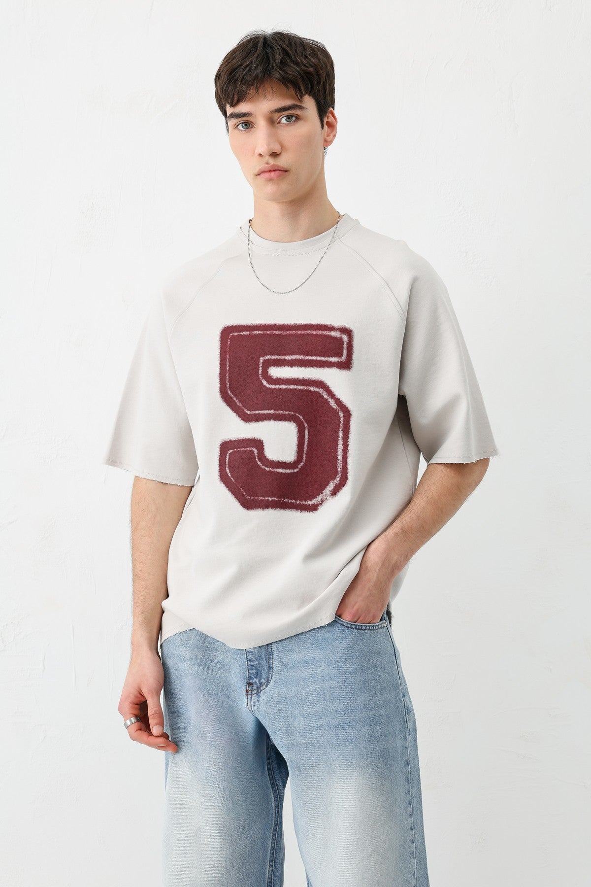 Oversized Crew Neck T-Shirt with 5 Prints