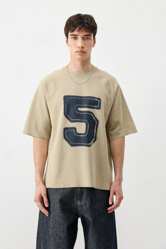 Oversized Crew Neck T-Shirt with 5 Prints