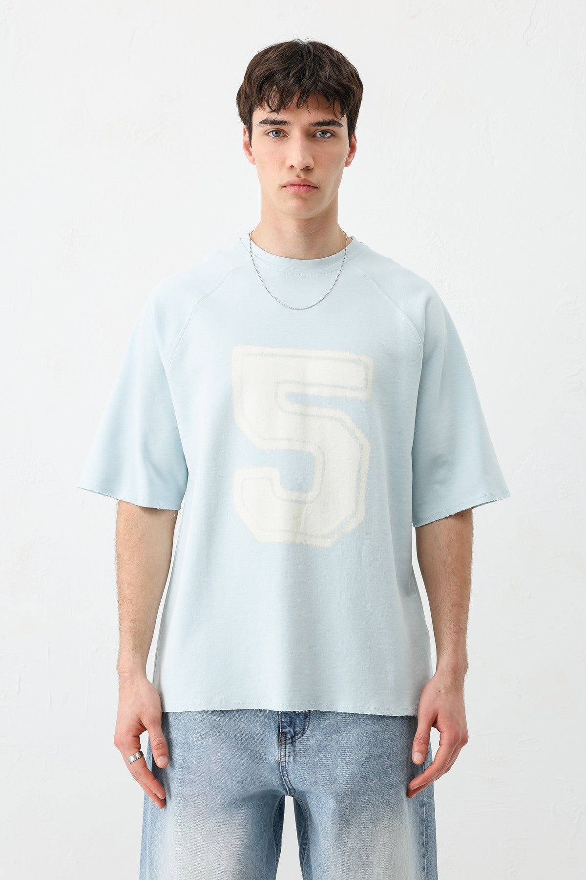 Oversized Crew Neck T-Shirt with 5 Prints