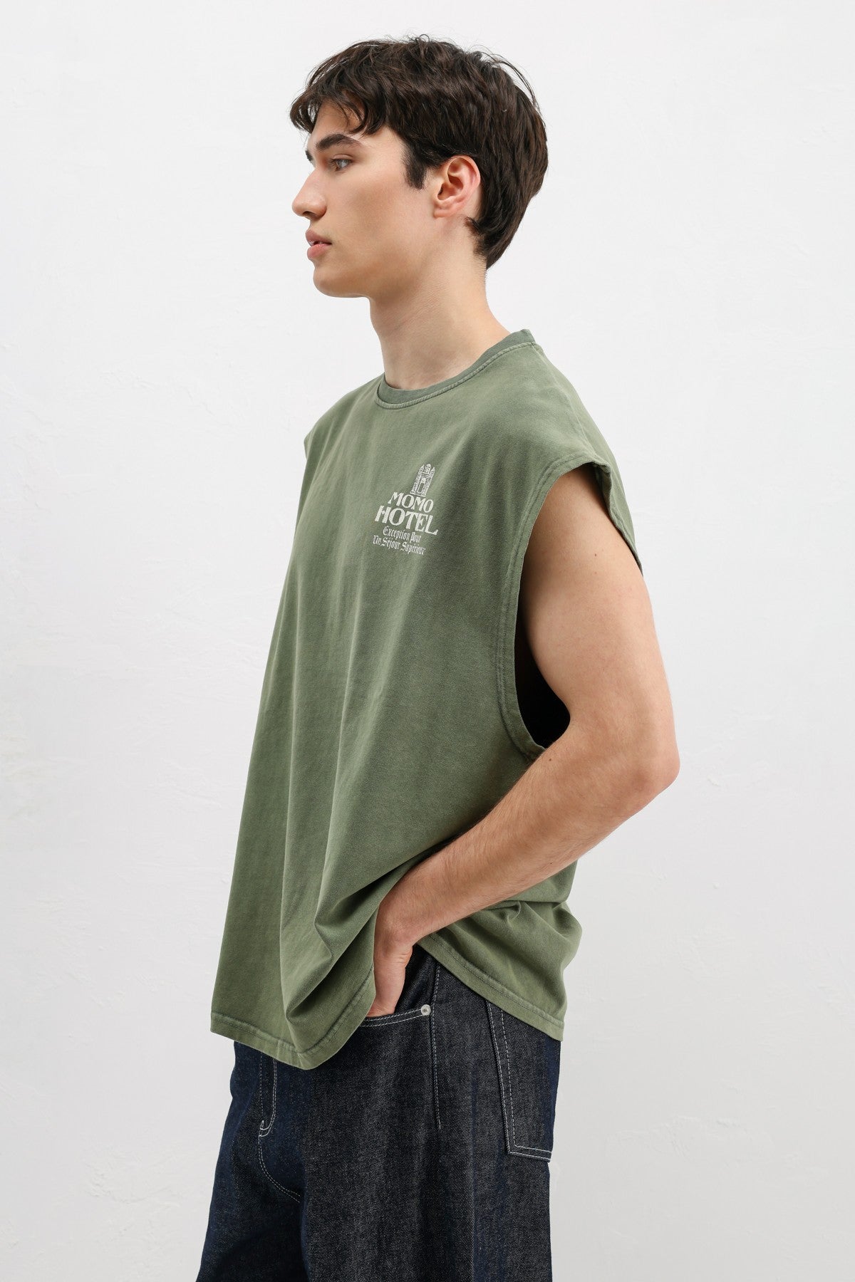 Printed Sleeveless Oversized T-Shirt