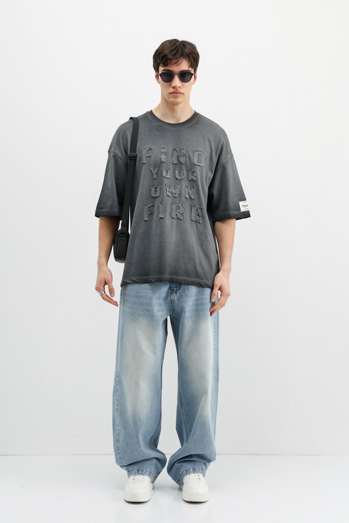 Oversized Printed T-Shirt, Black
