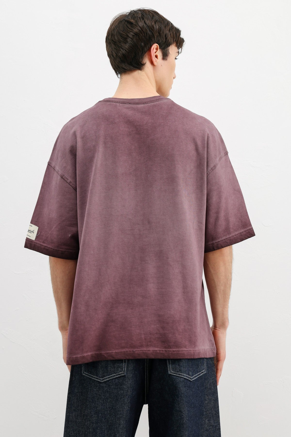 Oversized Printed T-Shirt, Burgundy