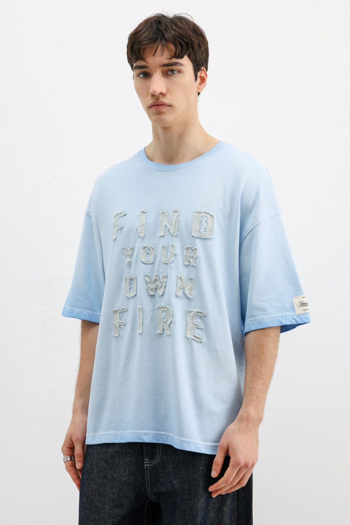 Oversized Printed T-Shirt, Baby Blue